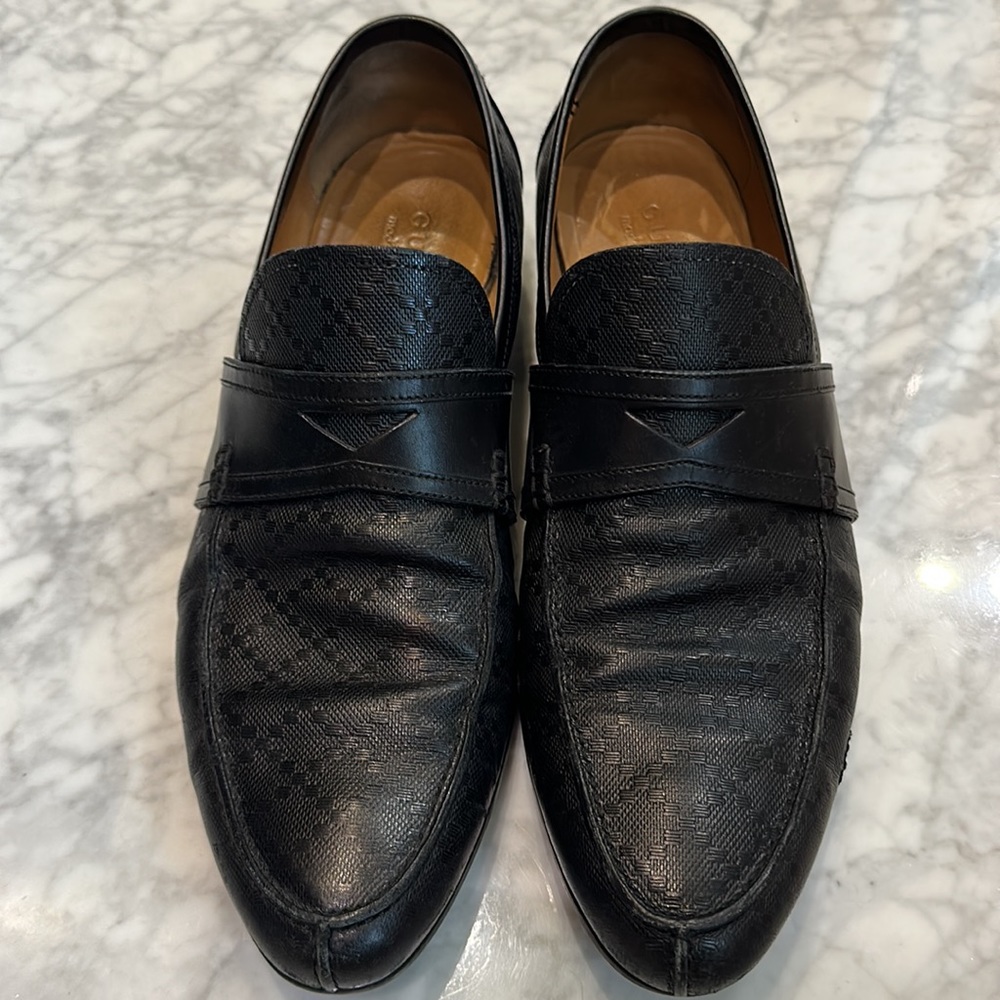 GUCCI- Men’s Checked Leather Slip On Loafers